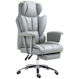 Chaise de bureau Ylener ergonomique avec repose pieds pivotante gris clair