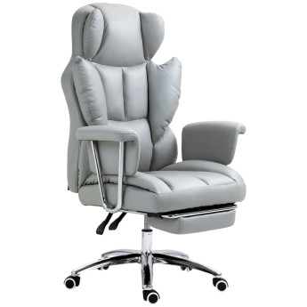 Chaise de bureau Ylener ergonomique avec repose pieds pivotante gris clair