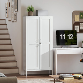 Armoire de Bureau Enereo Rangement Acier Sécurisée Blanche