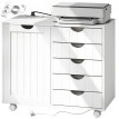 Meuble pour imprimante Merraos station de charge roulettes blanc