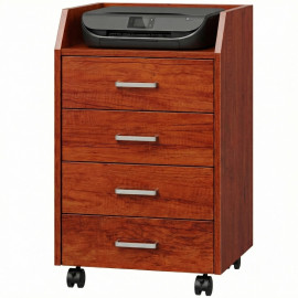 Meuble de bureau Vilal meuble à tiroirs roulant 4 tiroirs marron