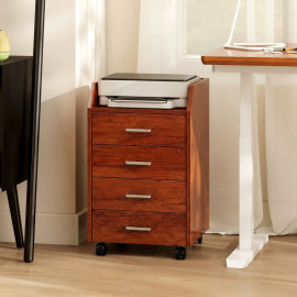 Meuble de bureau Vilal meuble à tiroirs roulant 4 tiroirs marron