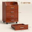 Meuble de bureau Vilal meuble à tiroirs roulant 4 tiroirs marron