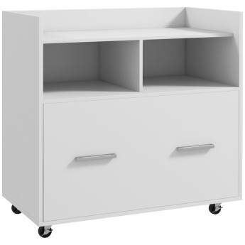 Meuble de rangement Estiset bureau à roulettes tiroir et étagère Blanc