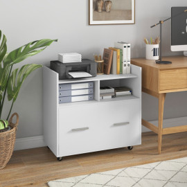 Meuble de rangement Estiset bureau à roulettes tiroir et étagère Blanc