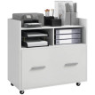 Meuble de rangement Estiset bureau à roulettes tiroir et étagère Blanc