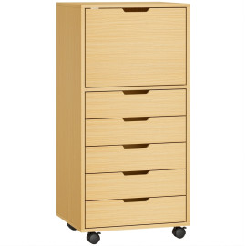 Produit Larven caisson de bureau 5 tiroirs roulettes support imprimante naturel