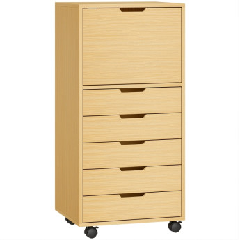 Produit Larven caisson de bureau 5 tiroirs roulettes support imprimante naturel