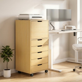 Produit Larven caisson de bureau 5 tiroirs roulettes support imprimante naturel