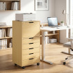 Produit Larven caisson de bureau 5 tiroirs roulettes support imprimante naturel