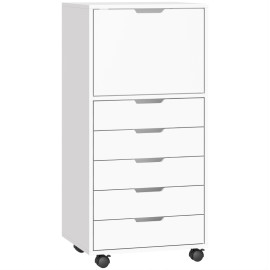 Caisson de bureau Zelioian 5 tiroirs roulettes rangement imprimante blanc