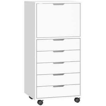 Caisson de bureau Zelioian 5 tiroirs roulettes rangement imprimante blanc