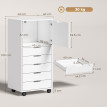 Caisson de bureau Zelioian 5 tiroirs roulettes rangement imprimante blanc