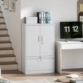 Armoire de bureau Yliseo rangement sécurisé acier blanc