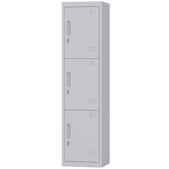 Armoire de bureau Kervine acier verrouillable 3 portes Gris chiaro