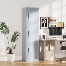 Armoire de bureau Kervine acier verrouillable 3 portes Gris chiaro