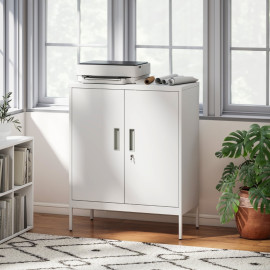 Armoire Aubum métal verrouillable 2 portes blanc