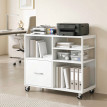 Harvas meuble imprimante à roulettes avec rangement blanc