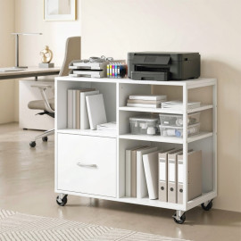 Harvas meuble imprimante à roulettes avec rangement blanc