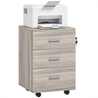 Caisson de bureau Nalane tiroirs roulettes serrure gris