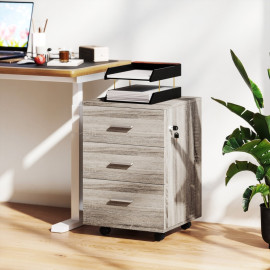 Caisson de bureau Nalane tiroirs roulettes serrure gris