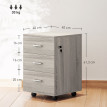Caisson de bureau Nalane tiroirs roulettes serrure gris