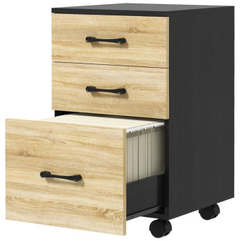 Produit Meliel Classeur de bureau 3 tiroirs roulettes chêne noir