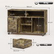 Seler Meuble imprimante rangement roulettes Marron rustique