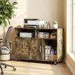 Seler Meuble imprimante rangement roulettes Marron rustique