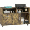 Seler Meuble imprimante rangement roulettes Marron rustique