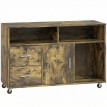 Seler Meuble imprimante rangement roulettes Marron rustique