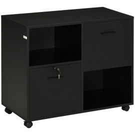 Produit Lorolys meuble de bureau roulant avec tiroirs et étagères noir