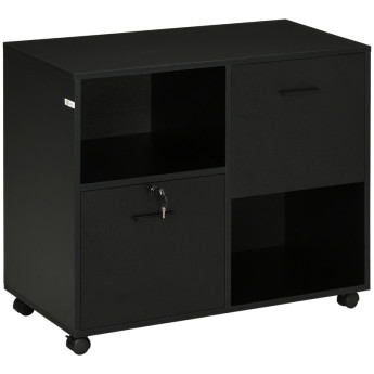 Produit Lorolys meuble de bureau roulant avec tiroirs et étagères noir