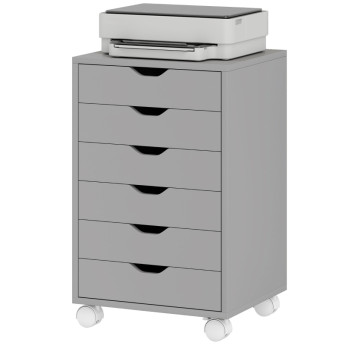 Produit Rosuer caisson de bureau classeur mobile 6 tiroirs roulettes gris