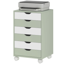 Caisson de Bureau Zelon Archivage Mobile 6 Tiroirs à Roulettes Vert