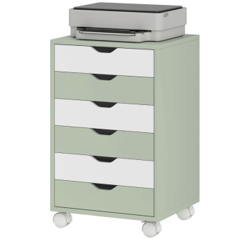 Caisson de Bureau Zelon Archivage Mobile 6 Tiroirs à Roulettes Vert