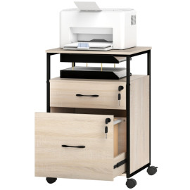 Caisson de bureau Larin 2 tiroirs roulettes A4 naturel noir