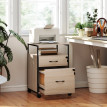Caisson de bureau Larin 2 tiroirs roulettes A4 naturel noir