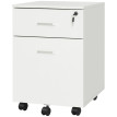 Verine Classeur de Bureau à 2 Tiroirs avec Serrure et Roulettes Blanc