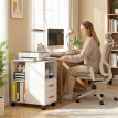 Tervik support imprimante mobile étagère réglable roulettes blanc