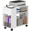 Meuble imprimante Marson rangement bureau à roulettes blanc