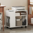 Meuble imprimante Marson rangement bureau à roulettes blanc