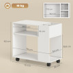 Meuble imprimante Marson rangement bureau à roulettes blanc
