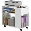 Meuble imprimante Marson rangement bureau à roulettes blanc
