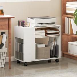 Meuble pour imprimante Velria rangement bureau blanc