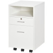 Caisson de Bureau Erlilac Rangement Documents 2 Tiroirs Roulettes Blanc