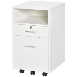 Caisson de Bureau Erlilac Rangement Documents 2 Tiroirs Roulettes Blanc