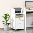 Caisson de Bureau Erlilac Rangement Documents 2 Tiroirs Roulettes Blanc