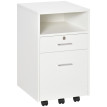 Caisson de Bureau Erlilac Rangement Documents 2 Tiroirs Roulettes Blanc