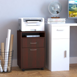 Caisson de bureau Teronos mobile tiroirs classeur marron foncé